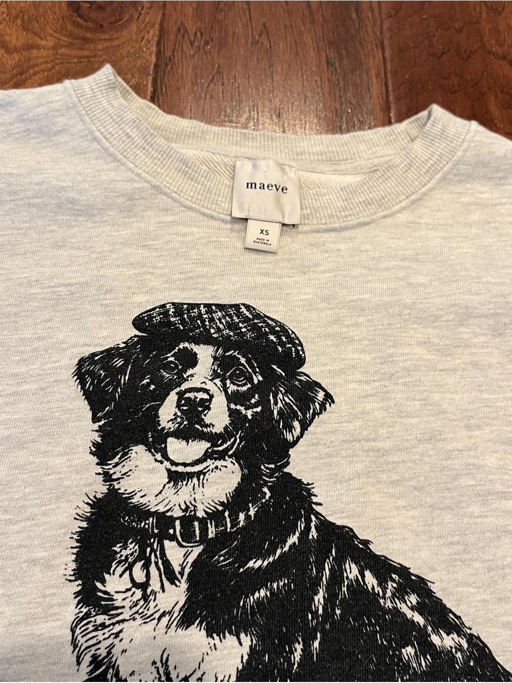 Maeve Light Gray Sweatshirt with Dog Graphic Size XS - Picture 3 of 6